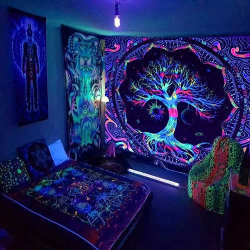 Tree of Life Tapestry BlackLight Sun Moon Stars Galaxy Hippie Psychedelic 1 PC - Picture 13 of 27