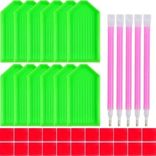 39PCS 5D Diamond Art Painting Tools and Accessories Kits,with 12 Plastic GREEN