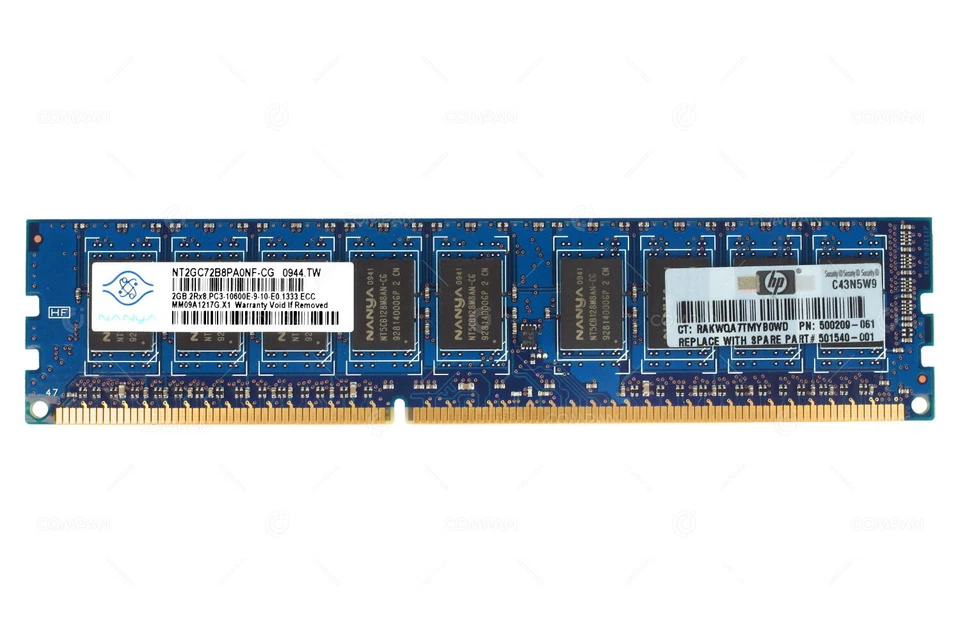 500209-061 HP DDR3 2GB 2RX8 PC3-10600 1333MHZ UDIMM - Immagine 2 di 4