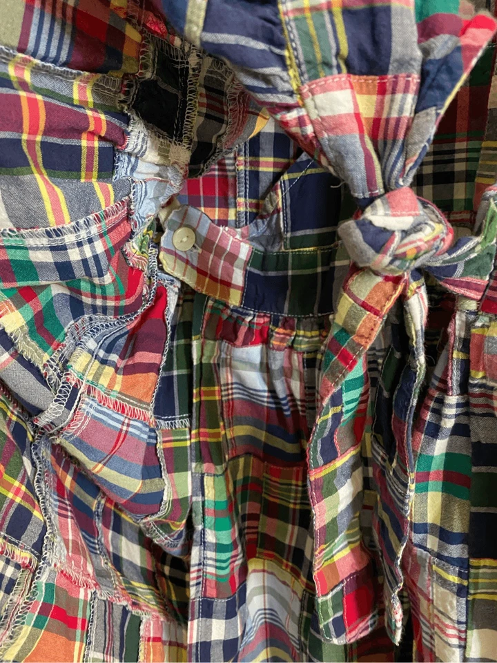 Vestido envolvente de algodón sin mangas a cuadros azul/rojo/verde American Living talla 10 para niña Foto 4 de 4