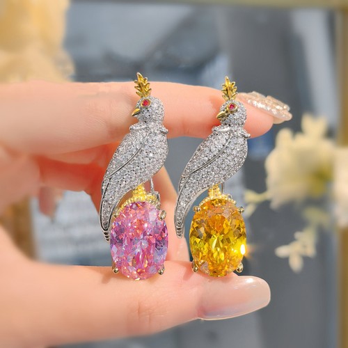 Spilla collana argento donna ciondolo pietra preziosa topazio rosa design uccellino 2 usi - Foto 3 di 6