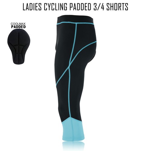 New Women Cycling 3/4 Padded Shorts Ladies Coolmax Pad Tights Anti Bac Leggings - Picture 17 of 18