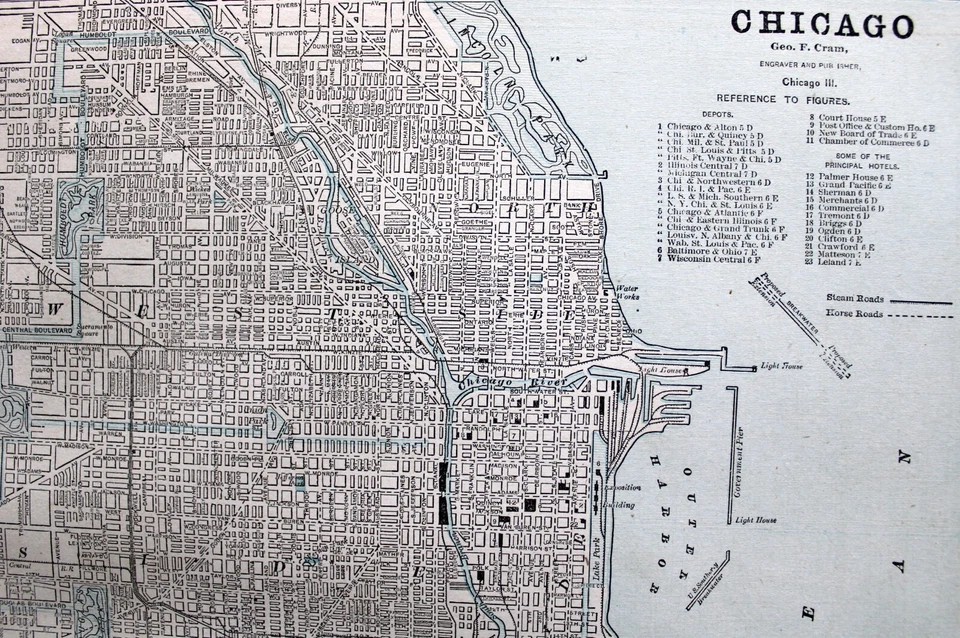 CRAMS ATLAS CITY STREET MAP PAGE OF CHICAGO ILLINOIS & MILWAUKEE WISCONSIN 1891 - Image 2 of 3