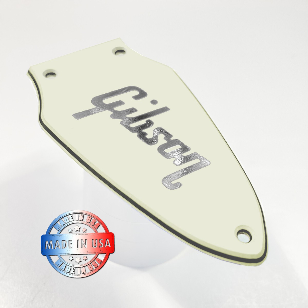 Copertura Asta Traliccio Gibson Flying V Copriastra Truss Rod Per Gibson Flying V - Bianco 3 Strati Con Adesivo Cromato - Made In USA Accessori Chitarra - Foto 3