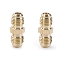 U.S. Solid 2pcs Brass Pipe Fitting Male Tube Coupler, 1/4" Flare x 1/4" Flare