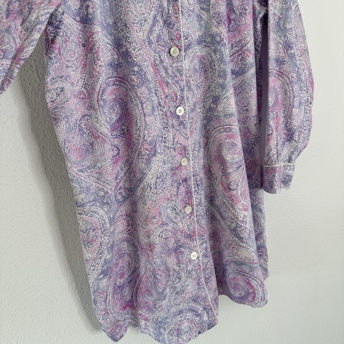 Ralph Lauren Womans Size L Pajamas Nightgown Paisley Floral Purple Cotton - Picture 6 of 9