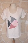 Tee-shirt avec poisson écru neuf taille M marque Cowest étiqueté à 49€