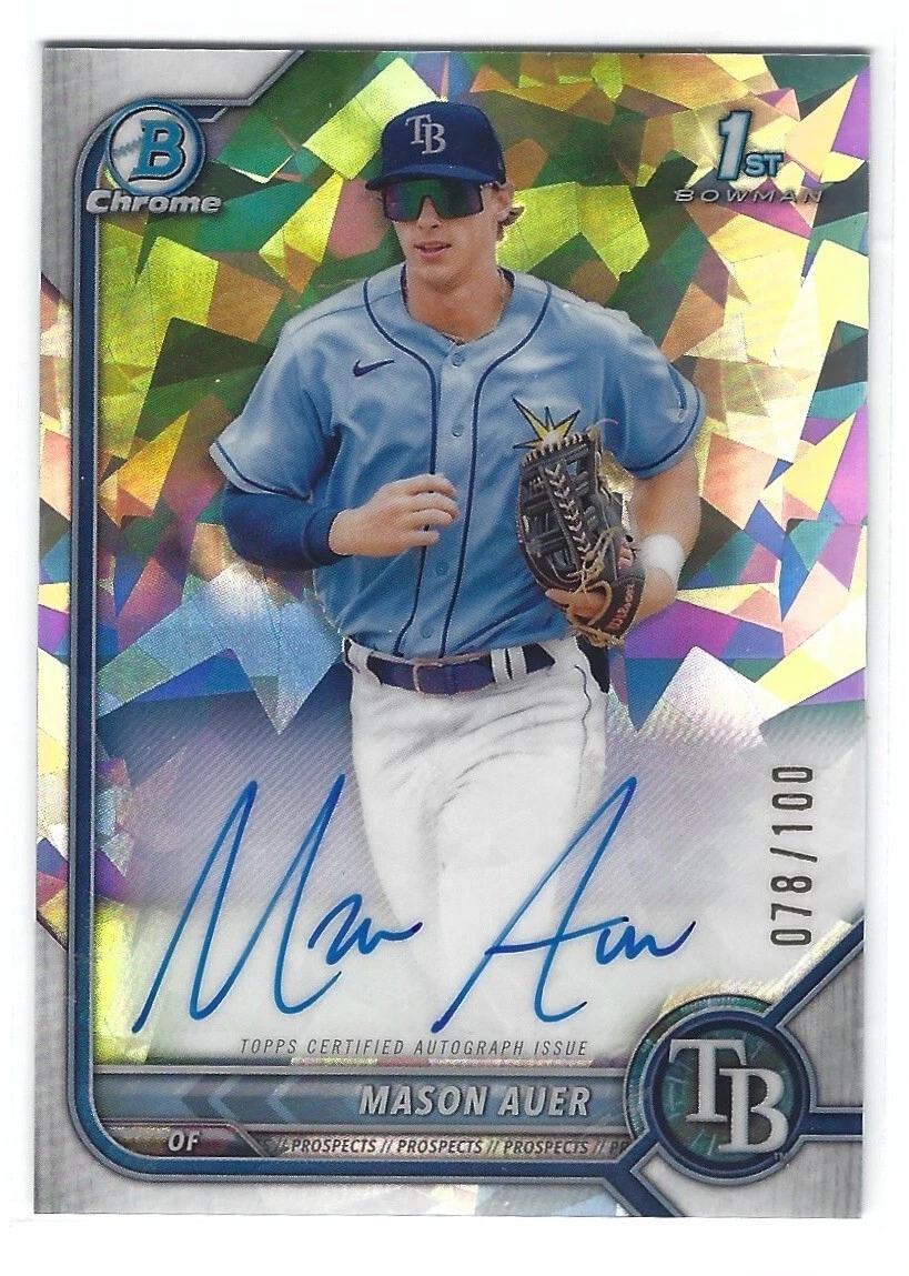 2022 Bowman Chrome Atomic Refractor Auto /100 Mason Auer #CPA-MA RC SP  | Rays