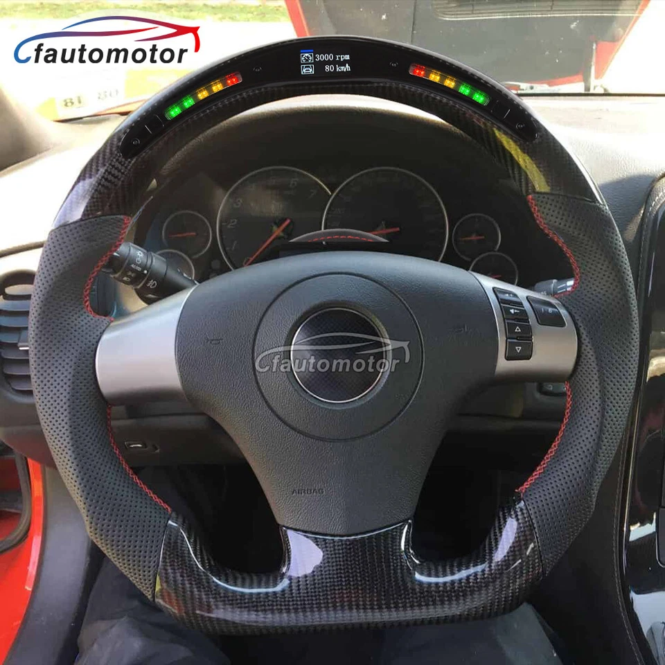 Fit 雪佛兰 Corvette C6 ZR1 Z06 真碳纤维 LED 方向盘 2006 - 2011 — 第 2/4 张图片