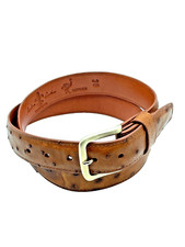 Genuine Ostrich Quill Leather Belt 1.5 Cognac Matte 38" Men's Casual Dress Belt