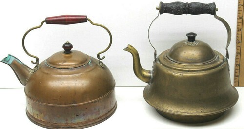Vintage Revere Ware Solid Copper Tea Pot Teapot w/ Wood Handle+Brass Teapot - 第 1/7 張圖片