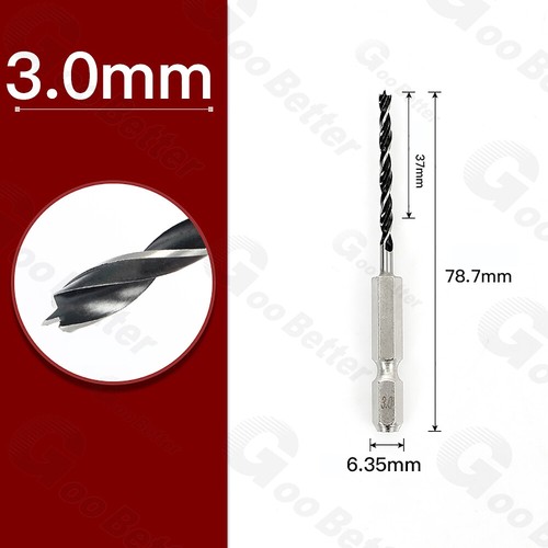 1.5-10mm HSS Brad Point Wood Drill Bit Set 1/4" Hex Shank Woodworking Twist Bits - Picture 16 of 29