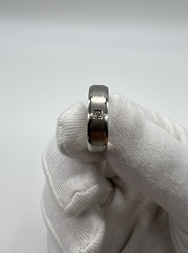 Mens Platinum 6mm Solitaire Round Diamond 0.03cts Hallmarked Size Q Wedding Band - Picture 3 of 4