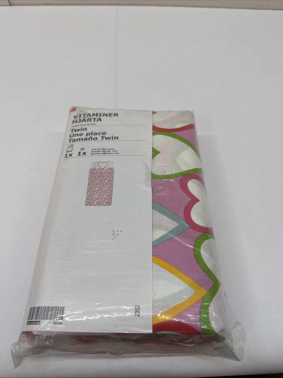 IKEA Duvet Cover Vitaminer Hjarta 401.632.88 Hearts 86”x64” Pink Girls Feminine