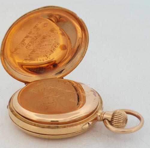 GOLAY-LERESCHE & FILS 18k Solid Gold & Enamel Swiss Hunter Pocket Watch - Runs - Picture 13 of 19