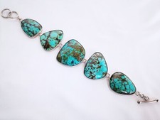 Vintage Copper-clad freeform nature turquoise inlaid bracelet 