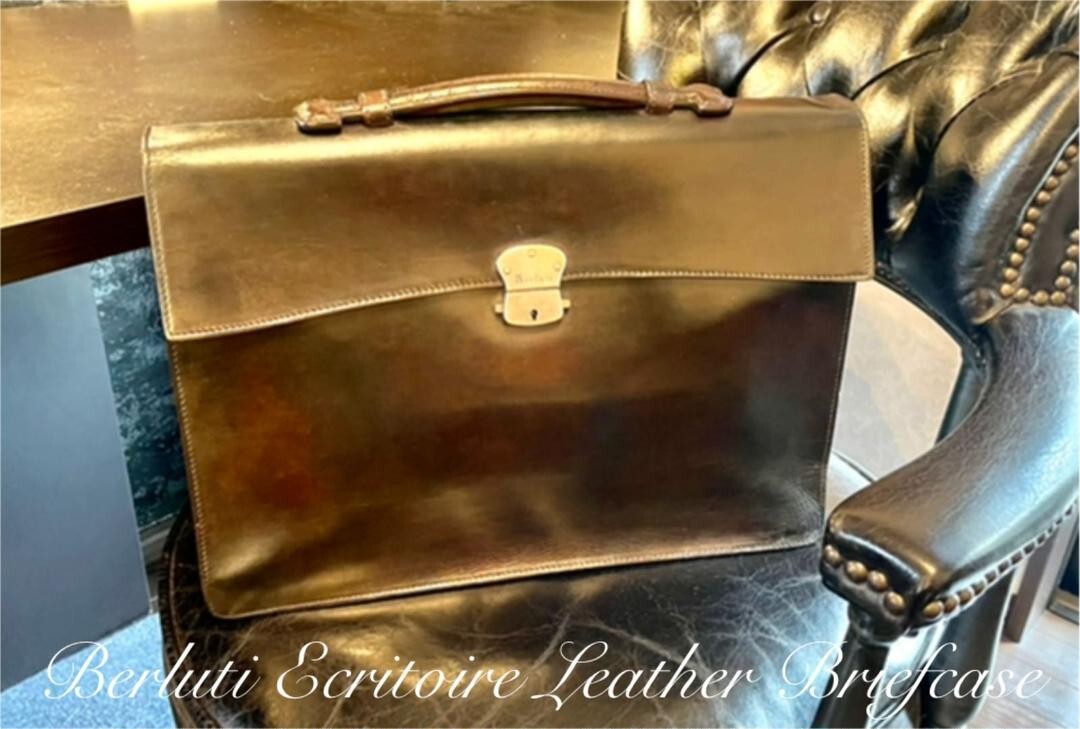 BERLUTI Ecritoire Leather Men's Briefcase Black w/Back BERLUTI Ecritoire Leather Men's Briefcase Black w/Back