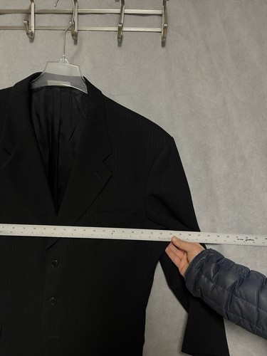 Bachrach Suit Men 42R Black Wool 3B Striped Flannel Textured 35X27 Pants Luxury - Picture 2 of 17