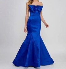 B. Darlin Juniors' Women's Blue Bow-Trim Strapless Mermaid Dress Size 3-4