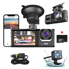 32GB Dash Cam for Car Security Camera Front & Rear & Inside Vehicle Dash Camera