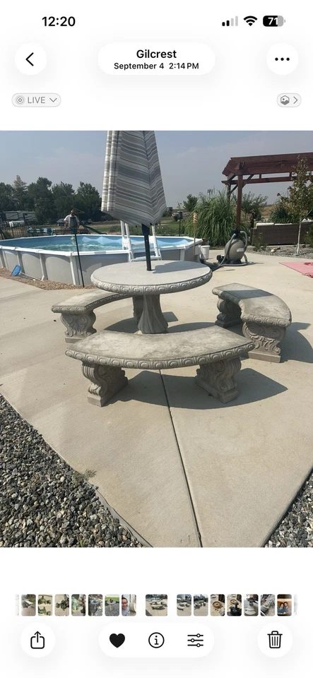 Decorative Concrete Table And Benches, Memorable Benches Honoring a Loved One - Image 3 of 4