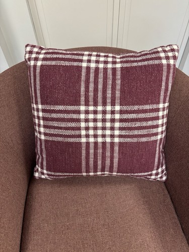 Reversible Cotton Woven Plaid Square Throw Pillow Burgundy/Cream - Threshold