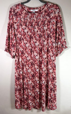 Next Shirred Front Midi Dress UK 14 In Multi Coloured Floral Print Soft Viscose
