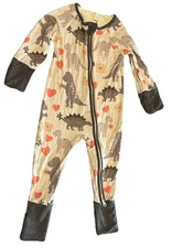 7 Pines Baby Bamboo Sleeper SZ 6-12M Long Sleeve Zipper Dinosaur  Design