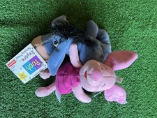 Disney  s Eeyore  Piglet Beanbag Friends Plush NWT 8" Mattel
