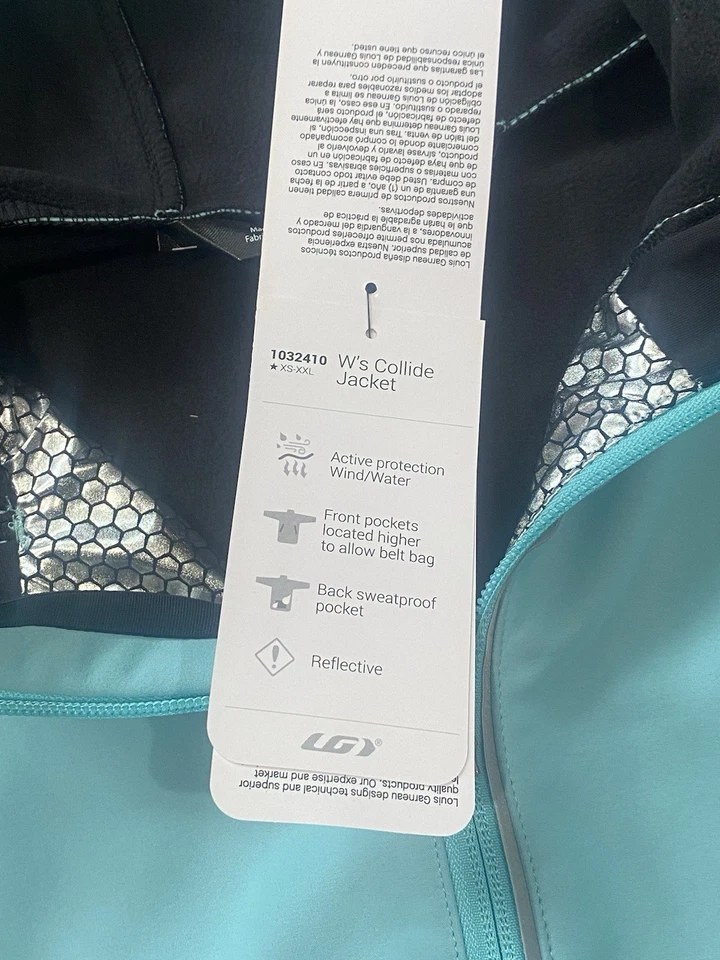 Chaqueta de ciclismo Louis Garneau para mujer talla M azul glaciar con capucha mangas con cremallera nueva con etiquetas Foto 4 de 4