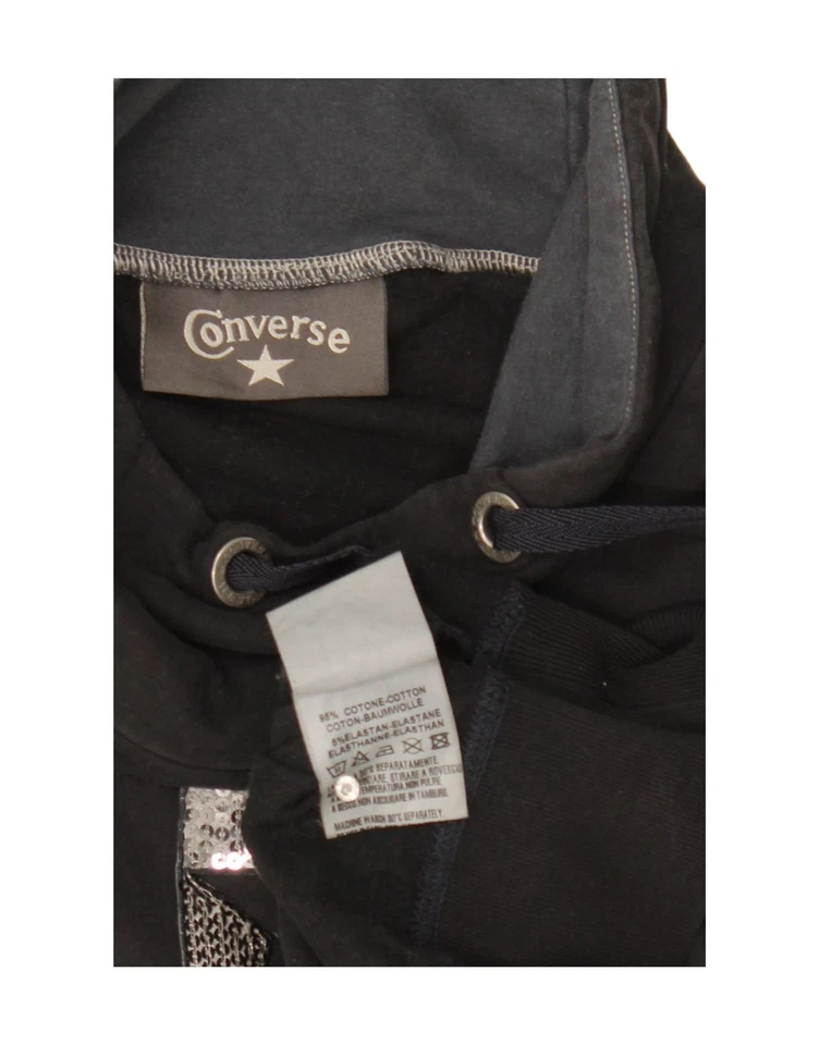 CONVERSE Mujer Gráfico Sudadera Jersey Reino Unido 14 Grande Negro Algodón PK11 Foto 3 de 3