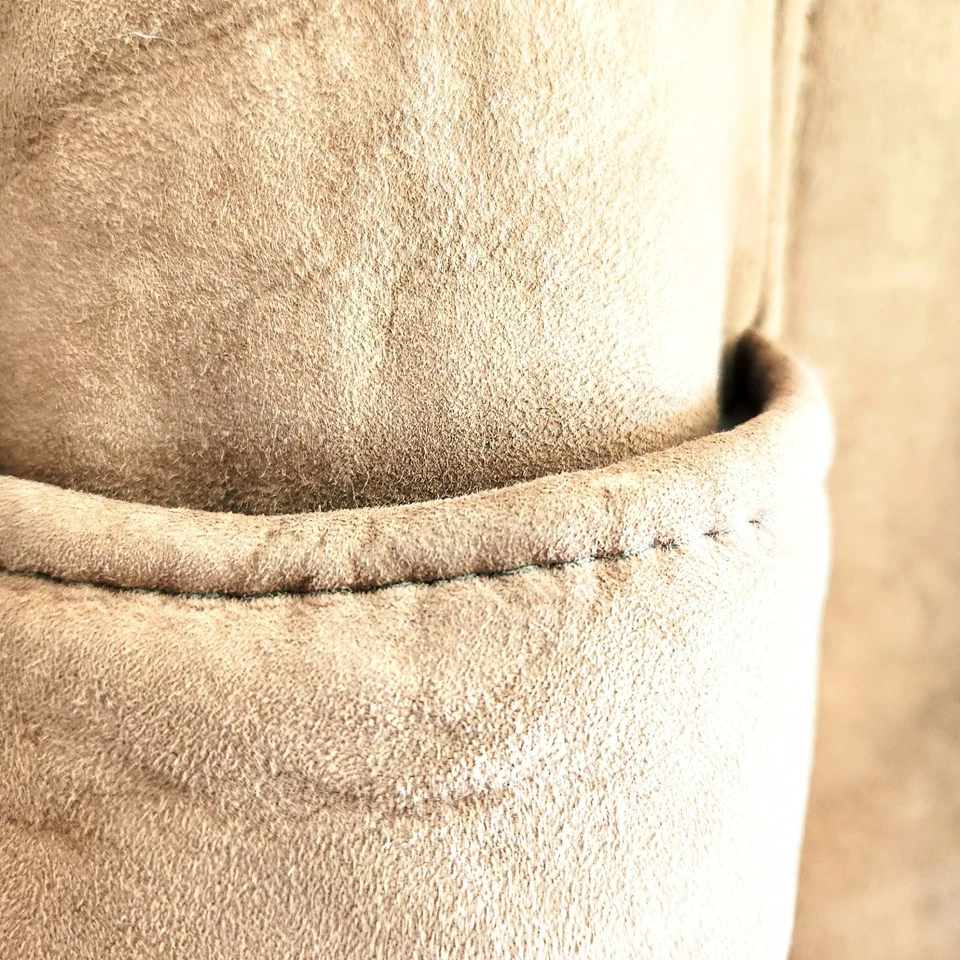 Abrigo Penny Lane escocés vintage de piel de oveja tostado y crema para mujer, M/L Foto 3 de 4