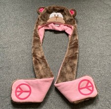 Plush Monkey Beanie W/Mitten Arms One Size