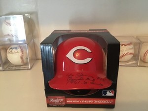 Leo Cardenas Signed MLB Reds Mini Helmet W Cincinnati Reds 1961 NL Champs COA