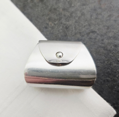 Vintage Gucci Italy Sterling Silver Miniature Purse Bag Pill Box