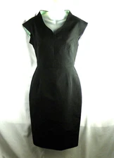 J Peterman Black Dress 6 Women's Black Silk Blend Sweetheart Neckline