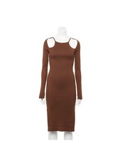 ALMOST FAMOUS Womens Sweater Dress Midi Brown Side Slits Juniors S