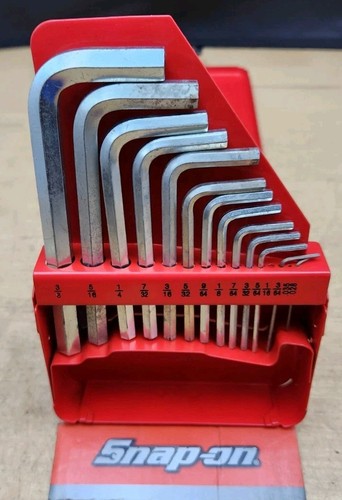 Snap On 14 Piece SAE L-Shaped Hex Key Set In Steel Case Mint