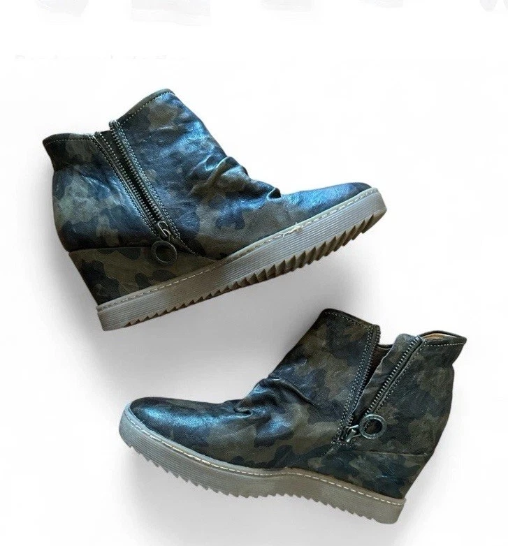 Botas anabela Isabel Marant estilo couro camuflado abertura tornozelo tamanho 9,5 Y2K - Imagem 2 de 4