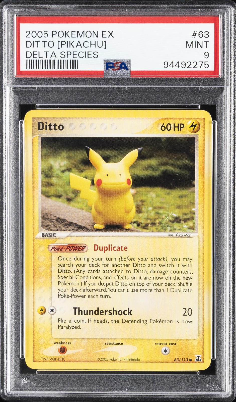 2005 POKEMON EX DELTA SPECIES #63 DITTO [PIKACHU] PSA 9