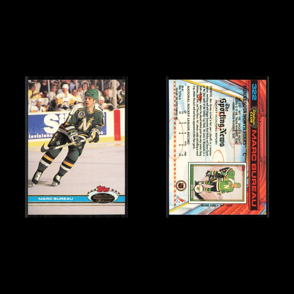 Marc Bureau #322 1991 Topps Stadium Club Minnesota North Stars Hockey Card NHL - Image 3 of 3