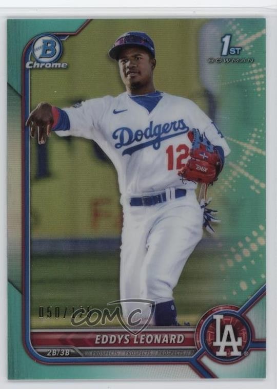 2022 Bowman Chrome Prospects Aqua Refractor 50/125 Eddys Leonard #BCP-57 1cx3