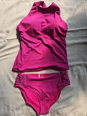 NWOT Athleta High Neck Keyhole Tankini, Velvet Plum SIZE 38 B/C Bottom Sz M
