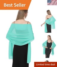 Pale Green Sheer Pashmina Evening Stole  Perfect for Weddings and Parties