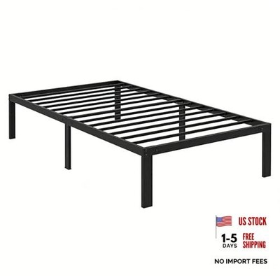 Black 14'' Metal Platform Bed Frame - No Box Spring Needed - Twin Black Bed Frame