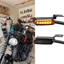 Motorcycle LED Turn Signals Flowing Mini Handlebar Lights For Harley Streetbob