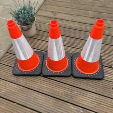 3x 18" ORANGE SAFETY TRAFFIC/PARKING CONE W/ 3M REFLECTIVE COLLAR 