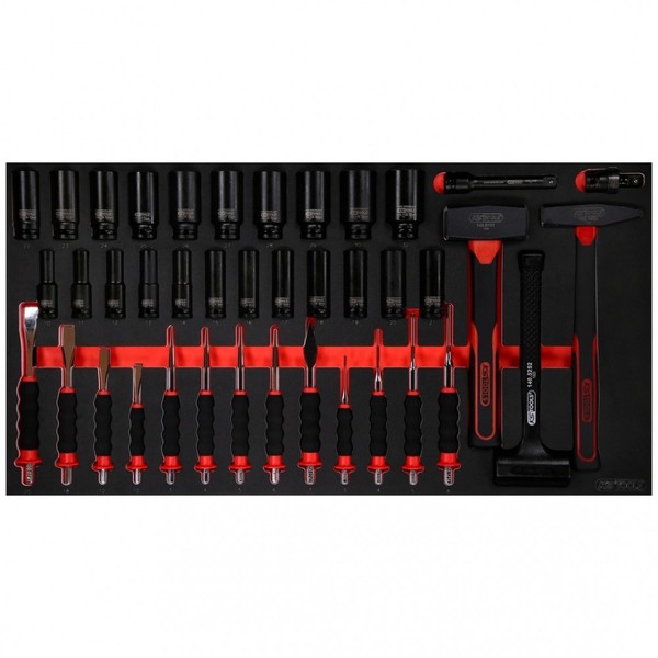KS Tools 40-Tlg. Hammer-/MeißEl-/Kraft-Stecknuss-Satz In Schaumstoffeinlage-image