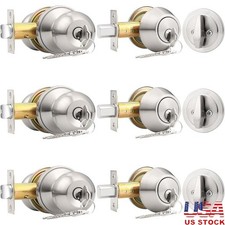 Entry Door Knob Single Cylinder Deadbolt Keyed Alike Lock Set Easy Install New
