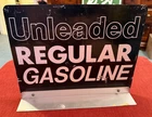 Vintage 1970s-80s GASOLINE Gas Station UNLEADED REGULAR Sign Pump Topper Flange